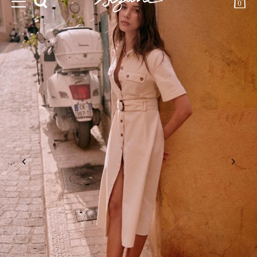 NWT Sezane Jeannette Ecru Cream Dress size 6
